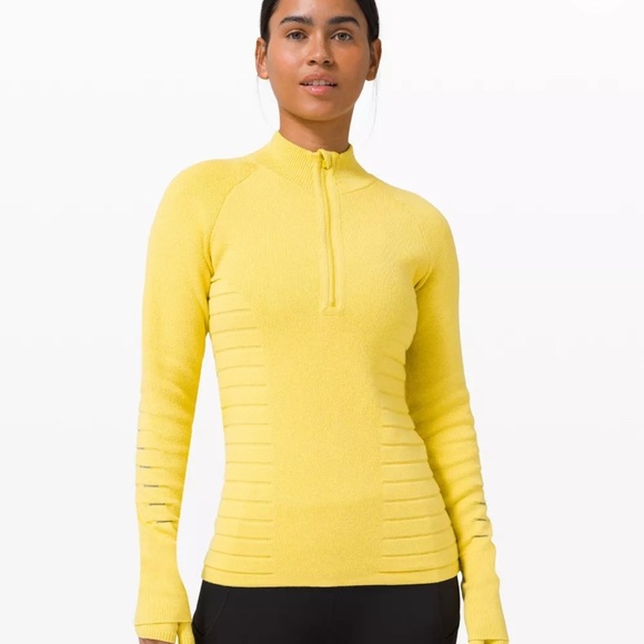 Lululemon Athletica Lightning Bold 1/2 zip Yellow Half-Zip Sweater size small - Picture 1 of 11
